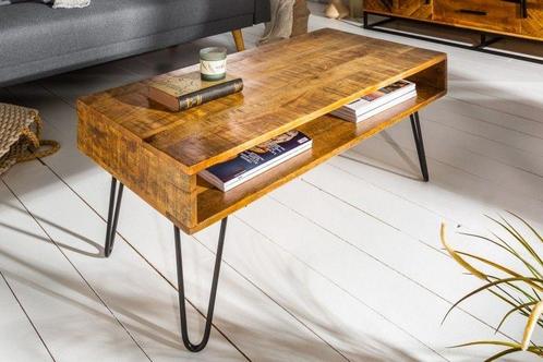 Massieve salontafel SCORPION 100cm naturel mangohouten, Huis en Inrichting, Tafels | Salontafels, Ophalen of Verzenden