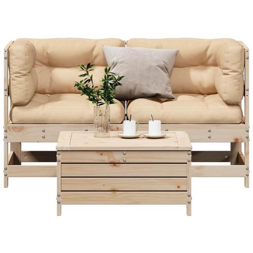 vidaXL 3-delige Loungeset met kussens massief grenenhout, Tuin en Terras, Tuinsets en Loungesets, Loungeset, Nieuw, Verzenden