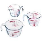 Pyrex Maatbekers Glas (0,25L/0,5L/1L) Set/3, Verzenden, Nieuw