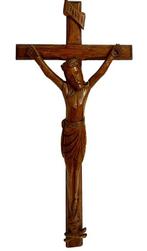 Kruis - Hout - 1940-1950 - Houten Christus kruis - 59 cm, Antiek en Kunst