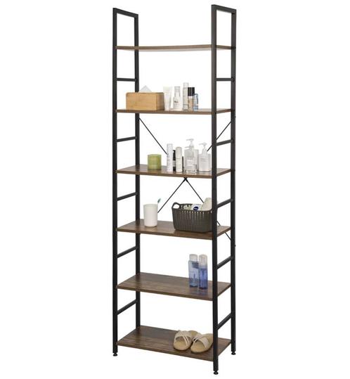 Vakkenkast 6-Laags – Houten Opergkast met Metalen Frame, Huis en Inrichting, Kasten | Boekenkasten, Nieuw, Met plank(en), Verzenden