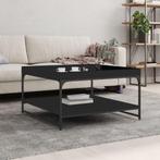 vidaXL Salontafel 80x80x45 cm bewerkt hout en ijzer zwart, 50 tot 100 cm, Verzenden, Nieuw, 50 tot 100 cm