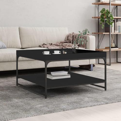vidaXL Salontafel 80x80x45 cm bewerkt hout en ijzer zwart, Huis en Inrichting, Tafels | Salontafels, 50 tot 100 cm, Nieuw, Overige houtsoorten