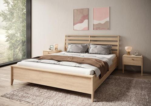 Tweepersoonsbed - Eiken - Met gasliftsysteem - 160x200 cm, Huis en Inrichting, Slaapkamer | Bedden, Nieuw, Tweepersoons, Verzenden