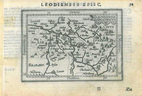 Kaart van Liege, Antiek en Kunst, Kunst | Etsen en Gravures