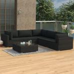 vidaXL 6-delige Loungeset met kussens poly rattan zwart, 6 zitplaatsen, Nieuw, Loungeset, Verzenden