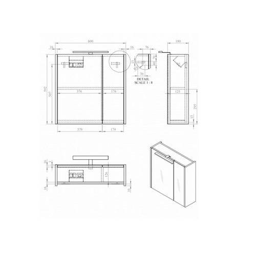 Best-Design Happy MDF Spiegelkast + Verlichting 60x60cm, Doe-het-zelf en Verbouw, Sanitair, Ophalen of Verzenden