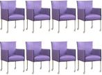 Set van 8 Lichtpaarse leren moderne kuipstoel - poot rond rv, Overige kleuren, Nieuw, Leer, Ophalen of Verzenden