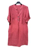 Mooi linnen jurk - v-hals - kraag - 7/8 mouwen - zijzakken, Kleding | Dames, Jurken, Nieuw