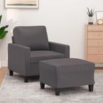 vidaXL Fauteuil met voetenbank 60 cm kunstleer grijs, Eenpersoons, Verzenden, Nieuw, Leer