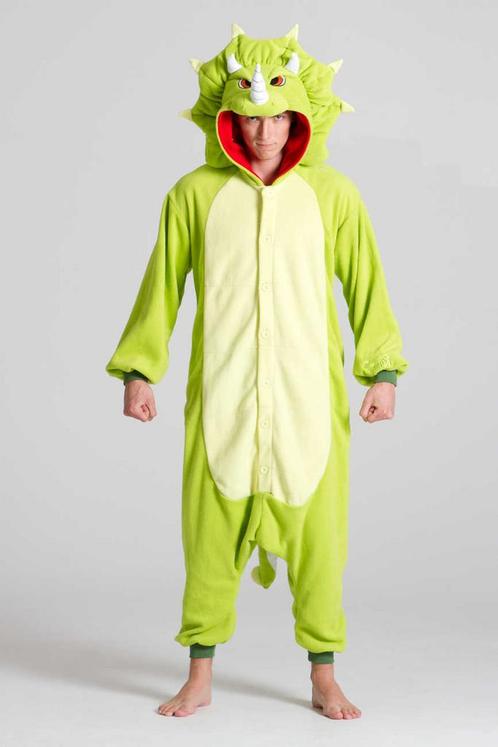 Onesie Triceratops Pak S-M Dinosauruspak Kostuum Groen 158 1, Kleding | Heren, Carnavalskleding en Feestkleding, Kleding, Nieuw