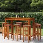 vidaXL 9-delige Tuinbarset massief acaciahout, Tuin en Terras, Verzenden, Nieuw, Hardhout, 8 zitplaatsen