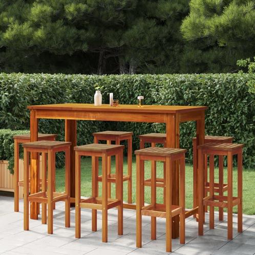vidaXL 9-delige Tuinbarset massief acaciahout, Tuin en Terras, Tuinsets en Loungesets, Nieuw, 8 zitplaatsen, Hardhout, Verzenden