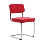 *WOONWINKEL* Ribstof Eetkamerstoel Rood Met Chroom, Huis en Inrichting, Stoelen, Verzenden, Nieuw, Rood, Stof