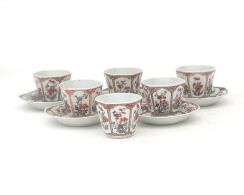 6 koppen, 5 schotels, Yongzheng periode (1722-1735), Antiek en Kunst, Antiek | Servies compleet