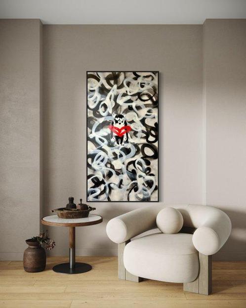 Timo Wedell (1994) - Curly Ape Dream Like Banksy - XXL · No, Antiek en Kunst, Kunst | Schilderijen | Modern