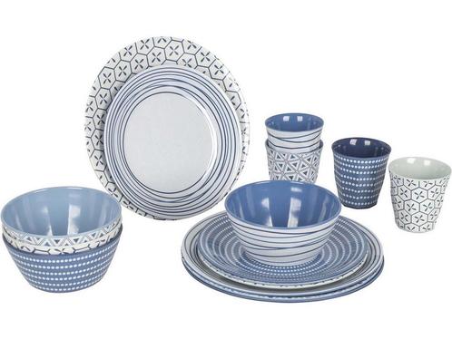 Bo-Camp - Servies - Mix & Match- 16 Stuks - Blauw, Huis en Inrichting, Woonaccessoires | Overige, Zo goed als nieuw, Verzenden