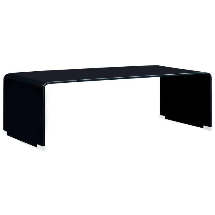 vidaXL Salontafel 98x45x31 cm gehard glas zwart, Huis en Inrichting, Tafels | Salontafels, 50 tot 100 cm, Nieuw, Glas, Minder dan 50 cm