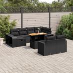 vidaXL 11-delige Loungeset met kussens poly rattan zwart, Tuin en Terras, Verzenden, Nieuw, Rotan, Loungeset