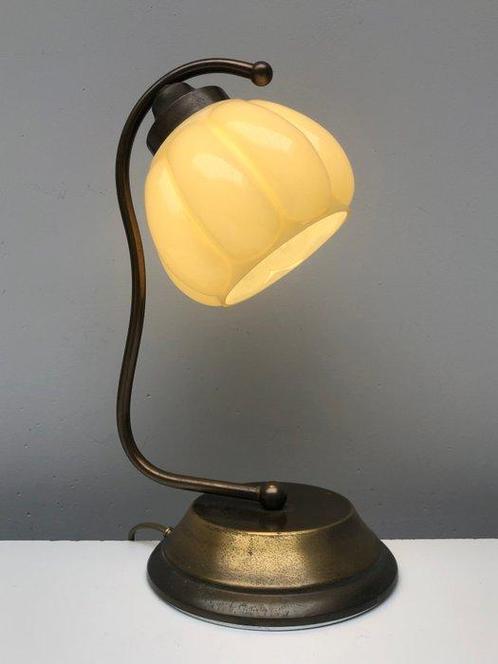 Bureaulamp - Glas, Messing, Antiek en Kunst, Curiosa en Brocante