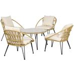 TRUUSK Rattan Tuinmeubelset 5-delig - Eettafel en 4 Stoelen, Tuin en Terras, Verzenden, Nieuw