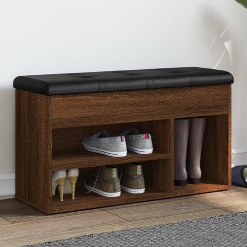 vidaXL Schoenenbank 82x32x45,5 cm bewerkt hout bruin, Huis en Inrichting, Banken | Voetenbanken en Poefen, Nieuw, Verzenden