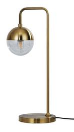 Globular tafellamp- glas- metaal- antique brass, Nieuw, Verzenden