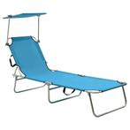 vidaXL Ligbed inklapbaar met luifel aluminium blauw, Verzenden, Nieuw