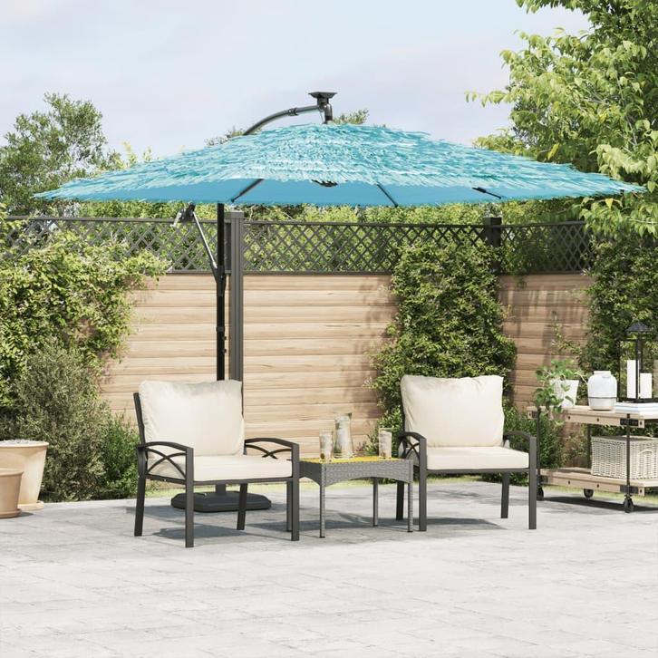 vidaXL Parasol met stalen paal 269x269x235 cm blauw, Tuin en Terras, Parasols, Nieuw, 2 tot 3 meter, Verzenden