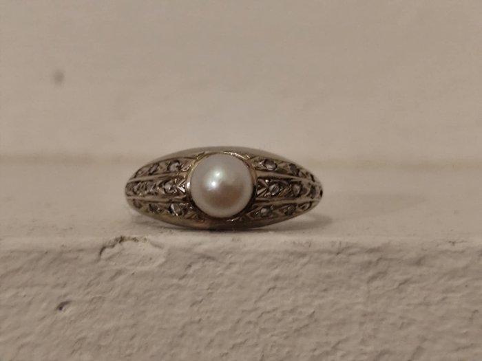 Ring - 19.2 kt. Witgoud Parel - Portugese parel, Sieraden, Tassen en Uiterlijk, Ringen
