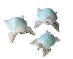 Handgemaakte  schildpadden set driedelig turquoise wit, Tuin en Terras, Verzenden, Nieuw