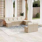 vidaXL 9-delige Loungeset met kussens poly rattan beige, Verzenden, Nieuw, Rotan, Loungeset
