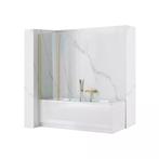 REA 2-delige badwand - geborsteld goud - gehard glas - 10..., Doe-het-zelf en Verbouw, Sanitair, Ophalen of Verzenden, Nieuw