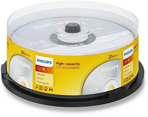 Philips CD-R 800 MB 25 stuks, Computers en Software, Beschrijfbare discs, Nieuw, Verzenden