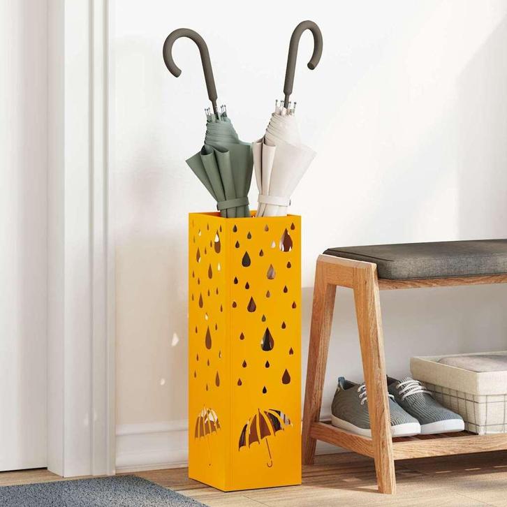 vidaXL Paraplu Standaard Mosterdgeel 15,5 x 15,5 x 49 cm, Huis en Inrichting, Woonaccessoires | Paraplubakken, Nieuw, Verzenden