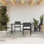 vidaXL 5-delige Tuinset poly rattan zwart, 4 zitplaatsen, Nieuw, Tuinset, Verzenden