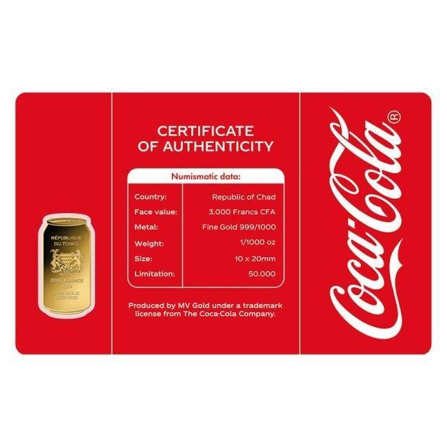 Tsjaad. 3000 Francs 1/1000 oz 999 Fine Gold 3000 CFA Francs, Postzegels en Munten, Edelmetalen en Baren