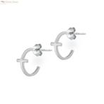Zilveren kruis oorringen studs, Verzenden, Nieuw, Zilver