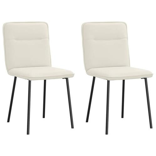 vidaXL Eetkamerstoelen 2 st fluweel crèmekleurig, Huis en Inrichting, Stoelen, Nieuw, Verzenden