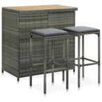 vidaXL 3-delige Barset poly rattan grijs, Huis en Inrichting, Verzenden, Nieuw