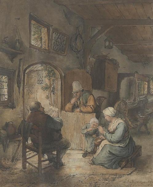 Albertus Brondgeest (1786-1849), naar Adriaen van Ostade, Antiek en Kunst, Kunst | Schilderijen | Klassiek