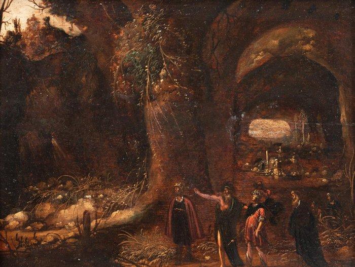 Rombout van Troyen (XVII) - Personajes en una gruta, Antiek en Kunst, Kunst | Schilderijen | Klassiek