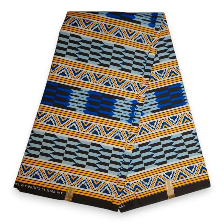 Afrikaanse stof - Gele Kente - Polycotton - 1 yard, Hobby en Vrije tijd, Stoffen en Lappen, Nieuw, Ophalen of Verzenden