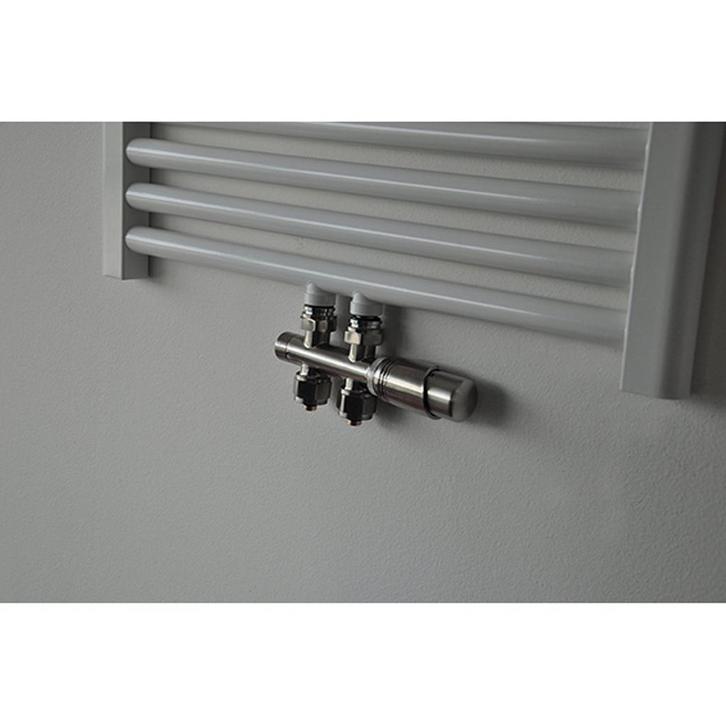 Riko Set Theromstatisch Onderblok Recht Geborsteld Staal, Doe-het-zelf en Verbouw, Verwarming en Radiatoren, Nieuw, Ophalen of Verzenden