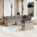 vidaXL 13-delige Loungeset met kussens poly rattan beige, Verzenden, Nieuw, Rotan, Loungeset