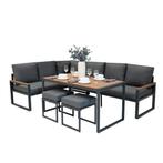 Aluminium Tuinmeubels L-Vormig Hoekbank Eettafel Kruk, Verzenden, Nieuw