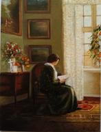 A. Della Valle (XX), da Carl Vilhelm - La lettura (interno), Antiek en Kunst, Kunst | Schilderijen | Klassiek