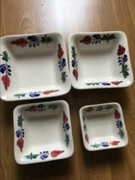 Boerenbont vierkante schalenset set van 4 stuks (Huishouden), Huis en Inrichting, Keuken | Servies, Nieuw, Verzenden