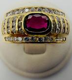 Ring - 18 karaat Geel goud Robijn - Diamant, Sieraden, Tassen en Uiterlijk, Ringen, Nieuw