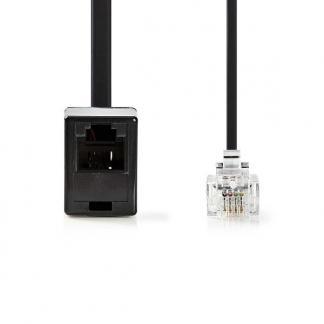 Telecom RJ11 verlengkabel - 10 meter (Zwart), Computers en Software, Pc- en Netwerkkabels, Nieuw, Verzenden